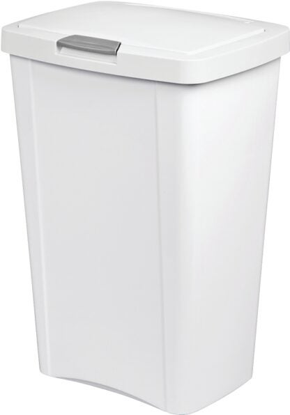 Sterilite TouchTop 10458004 Waste Basket with Latch, 13 gal Capacity, White, 24-3/4 in H Sells in Quantity of 4