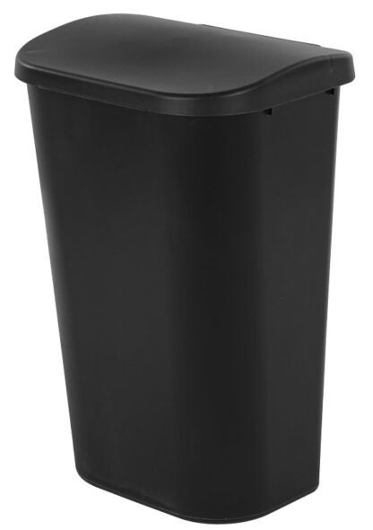 Sterilite 10759006 Wastebasket, 11.3 gal, Plastic, Black, Lift-Top Lid Sells in Quantity of 6