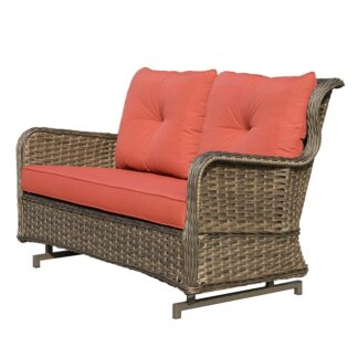 Seasonal Trends MS21001-1 Woodbury Deep Seating Set, Aluminum and All Weather Wicker, Orange/Red, Four-Piece