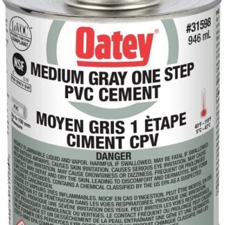 Oatey 48922 PVC Cement 1-Step Medium Grey, 946mL