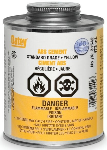 Oatey 31542 Pipe Cement, Liquid, Yellow, 473 mL