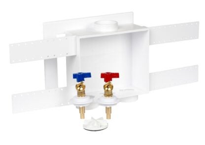 Oatey Quadtro 48200 Washing Machine Outlet Box, Polystyrene, Top, Bottom Valve Mounting