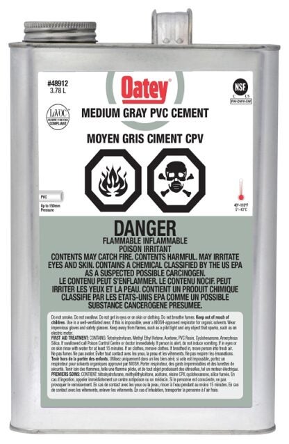 Oatey 48912 Cement, 3.78 L, Liquid, Gray Sells in Quantity of 6