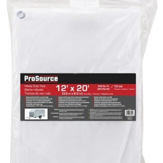 ProSource TW1220 Tarp, 20 ft L, 12 ft W, 10 mil Thick, Polyethylene, White