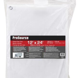 ProSource TW1224 Tarp, 24 ft L, 12 ft W, 10 mil Thick, Plastic, White