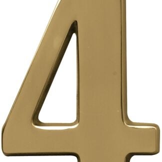 Hy-Ko Prestige Series BR-51PB/4 House Number, Character: 4, 5 in H Character, Brass Character, Brass Sells in Quantity of 3