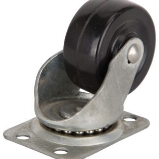 ProSource JC-H05 Swivel Caster, 2 in Dia Wheel, 1 in W Wheel, Rubber Wheel, Black, 125 lb, Steel Housing Material