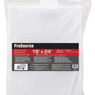 ProSource TW1824 Tarp, 24 ft L, 18 ft W, 10 mil Thick, Plastic, White