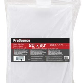 ProSource TW2020 Tarp, 20 ft L, 20 ft W, 10 mil Thick, Plastic, White