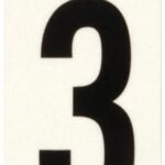 Hy-Ko RV-25/3 Reflective Sign, Character: 3, 2 in H Character, Black Character, Silver Background, Vinyl Sells in Quantity of 10