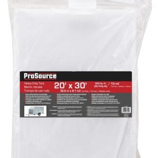 ProSource TW2030 Tarp, 30 ft L, 20 ft W, 10 mil Thick, Plastic, White