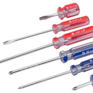 Vulcan SD-SET-1 Screwdriver Set, 6-Piece, Chrome Plated, Blue & Red (Handle)