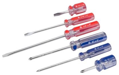 Vulcan SD-SET-1 Screwdriver Set, 6-Piece, Chrome Plated, Blue & Red (Handle)