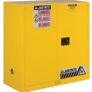 Justrite 893000 Safety Cabinet, 30 gal, 43 in OAW, 44 in OAH, 18 in OAD, 1-Shelf, Steel, Yellow