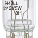 Peak 7443LL-BPP Miniature Automotive Bulb, 13.5 V, Halogen Lamp, Bayonet, Clear