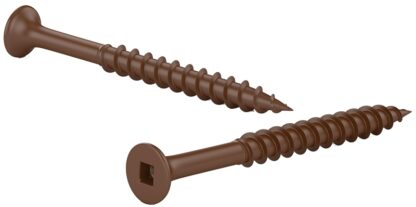 Reliable FKCBR Series FKCBR82P Deck Screw, #8-10 Thread, 2 in L, Coarse, Partial Thread, Bugle, Flat Head, Square Drive, 4000/BX