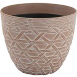 Landscapers Select S19121015-10 Arabesque Planter, 8 in Dia, 6-3/8 in H, Round, High-Density Resin, White Wash Sells in Quantity of 6