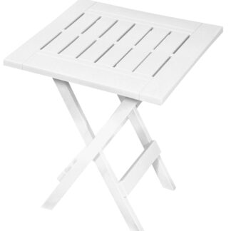 Gracious Living Adirondack 14195-6PDQ Side Table, Resin Table, White Table, Foldable, 17in W, 17 in D, 25 in H