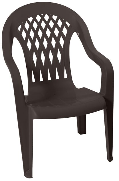 Gracious Living 11215-32 High-Back Chair, Resin, Earth, 23- 1/2 in W, 23.-1/4 in D, 35-1/2 in H, 250lb Capacity