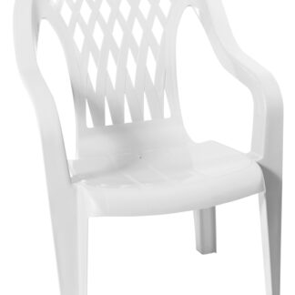 Gracious Living 11213-32 High-Back Chair, Resin, White,23- 1/2 in W, 23.-1/4 in D, 35-1/2 in H, 250lb Capacity