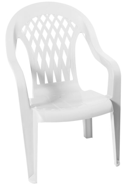 Gracious Living 11213-32 High-Back Chair, Resin, White,23- 1/2 in W, 23.-1/4 in D, 35-1/2 in H, 250lb Capacity