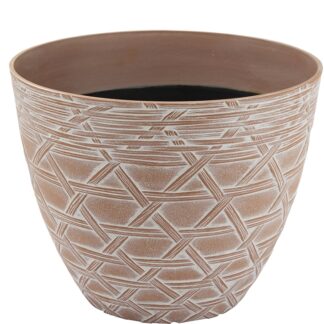 Landscapers Select S18040913-05 Arabesque Planter, 12-1/2 in Dia, 10 in H, Round, High-Density Resin, White Wash Sells in Quantity of 6