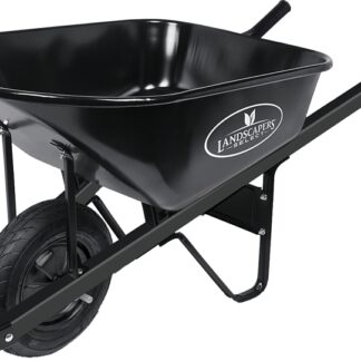 Landscapers Select 34627 Contractor Wheelbarrow, 6 cu-ft Volume, Steel Tray, 1-Wheel, Pneumatic Wheel, 16 in Wheel