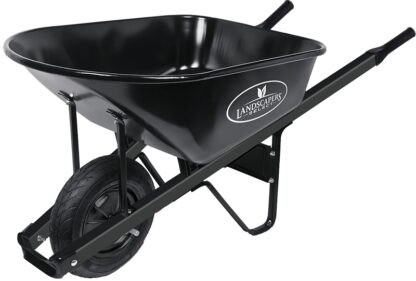 Landscapers Select 34627 Contractor Wheelbarrow, 6 cu-ft Volume, Steel Tray, 1-Wheel, Pneumatic Wheel, 16 in Wheel