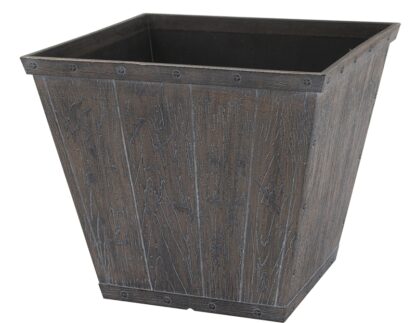 Landscapers Select S17050410-01-A Square Barn Planter, 8-1/2 in H, 10 in W, Square, High-Density Resin, White Wash Sells in Quantity of 6