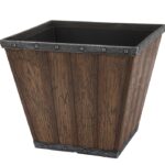 Landscapers Select S17050410-01-B Square Barn Planter, 8-1/2 in H, 10 in W, Square, High-Density Resin, Brown, Brown Sells in Quantity of 6