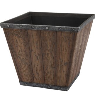 Landscapers Select S17050410-01-B Square Barn Planter, 8-1/2 in H, 10 in W, Square, High-Density Resin, Brown, Brown Sells in Quantity of 6