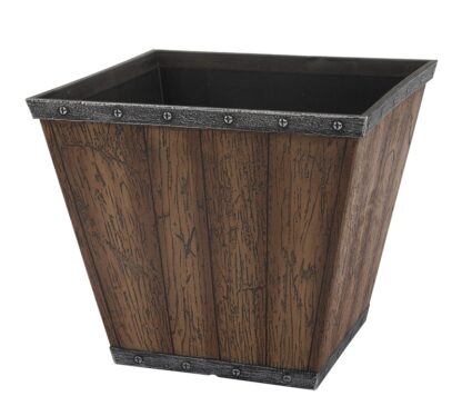 Landscapers Select S17050410-01-B Square Barn Planter, 8-1/2 in H, 10 in W, Square, High-Density Resin, Brown, Brown Sells in Quantity of 6