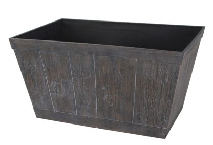 Landscapers Select S17060122-01-A Barn Planter, 12 in H, 24 in W, Rectangle, High-Density Resin, White Wash, White Wash Sells in Quantity of 6