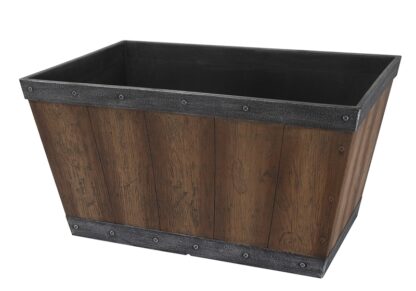 Landscapers Select S17060122-01-B Barn Planter, 12 in H, 24 in W, Rectangle, High-Density Resin, Brown, Brown Sells in Quantity of 6