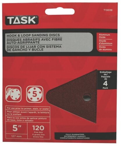 Task T13039 Sanding Disc, 5 in Dia, 120 Grit, Aluminum Oxide Abrasive