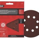 Task T13111 Sanding Disc, 5 in Dia, 60 Grit, Aluminum Oxide Abrasive, 8-Hole