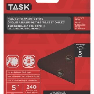 Task T13119 Sanding Disc, 5 in Dia, 240 Grit, Aluminum Oxide Abrasive, 8-Hole