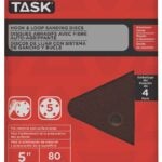 Task T13037 Sanding Disc, 5 in Dia, 80 Grit, Aluminum Oxide Abrasive, 5-Hole