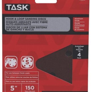 Task T13041 Sanding Disc, 5 in Dia, 150 Grit, Aluminum Oxide Abrasive, 5-Hole