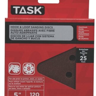 Task T13061 Sanding Disc, 5 in Dia, 120 Grit, Aluminum Oxide Abrasive, 8-Hole