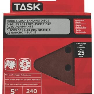 Task T13065 Sanding Disc, 5 in Dia, 240 Grit, Aluminum Oxide Abrasive, 8-Hole