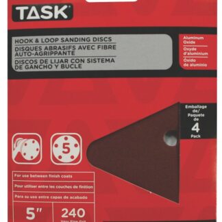 Task T13043 Sanding Disc, 5 in Dia, 240 Grit, Aluminum Oxide Abrasive, 5-Hole