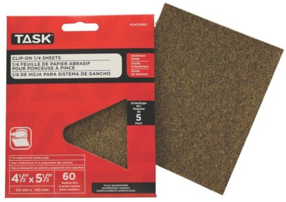 Task POX55060 Abrasive Sheet, 4-1/2 in W, 5-1/2 in L, 60 Grit, Medium, Aluminum Oxide Abrasive