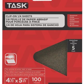 Task POX55100 Abrasive Sheet, 4-1/2 in W, 5-1/2 in L, 100 Grit, Fine, Aluminum Oxide Abrasive