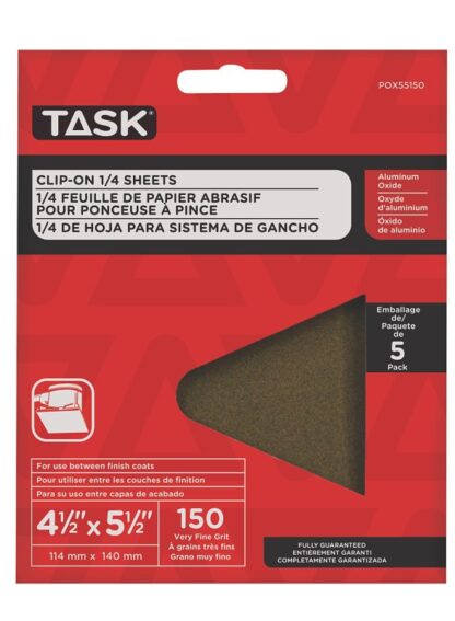 Task POX55150 Abrasive Sheet, 4-1/2 in W, 5-1/2 in L, 150 Grit, Very Fine, Aluminum Oxide Abrasive