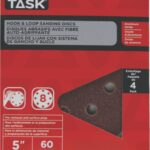 Task T13045 Sanding Disc, 5 in Dia, 60 Grit, Aluminum Oxide Abrasive, 8-Hole