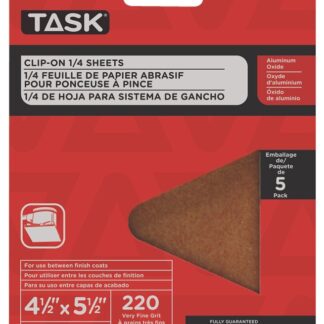 Task POX55220 Abrasive Sheet, 4-1/2 in W, 5-1/2 in L, 220 Grit, Very Fine, Aluminum Oxide Abrasive