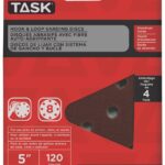 Task T13049 Sanding Disc, 5 in Dia, 120 Grit, Aluminum Oxide Abrasive, 8-Hole