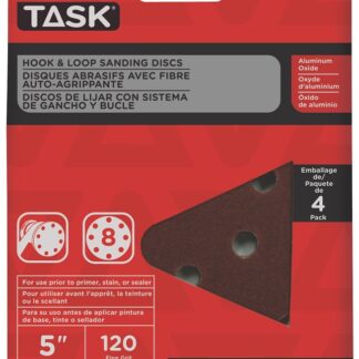 Task T13049 Sanding Disc, 5 in Dia, 120 Grit, Aluminum Oxide Abrasive, 8-Hole