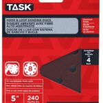 Task T13053 Sanding Disc, 5 in Dia, 240 Grit, Aluminum Oxide Abrasive, 8-Hole